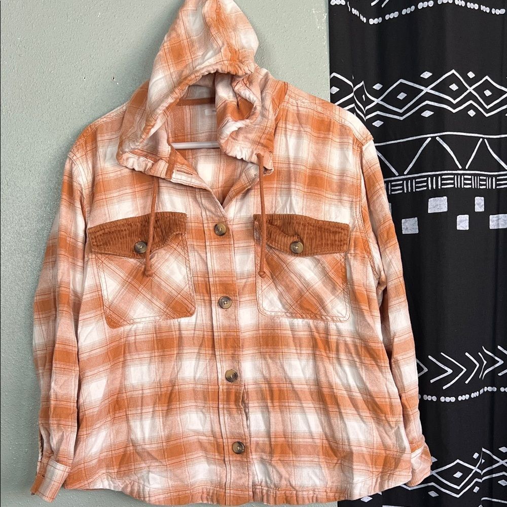 Mauriceโs Plaid Hooded Shacket with pockets Women's Size XL